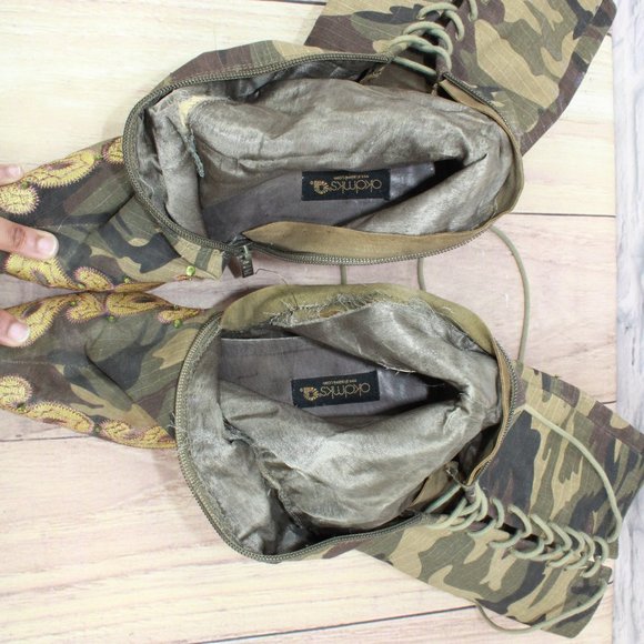 Akademiks Embroidered Camo Knee High Heeled Boots Size 10 - Picture 10 of 15